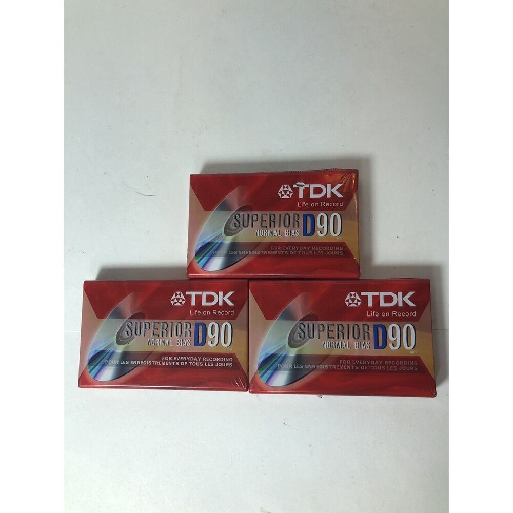 TDK Cassette Tapes Lot of 3 Superior D90 Normal Bias 90‎ Minute Record Sealed B4